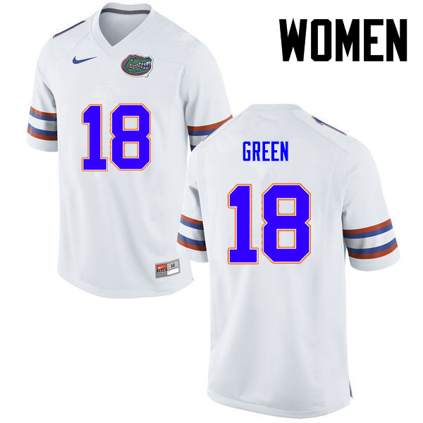 Women Florida Gators #18 Daquon Green College Football Jerseys-White - Click Image to Close
